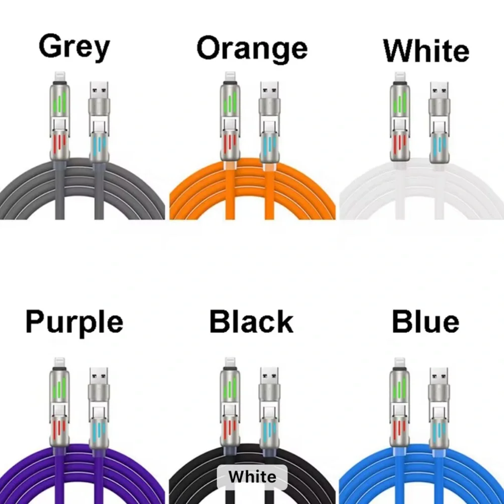 4-in1 USB Charging Cable, Light Indicator. Compatible with Multiple devices.